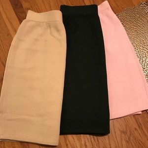 X3 St. John knit skirts. Size 4 (x2) & 6 (x1).
